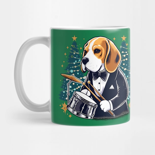 Beagle Playing Drums Christmas by Graceful Designs